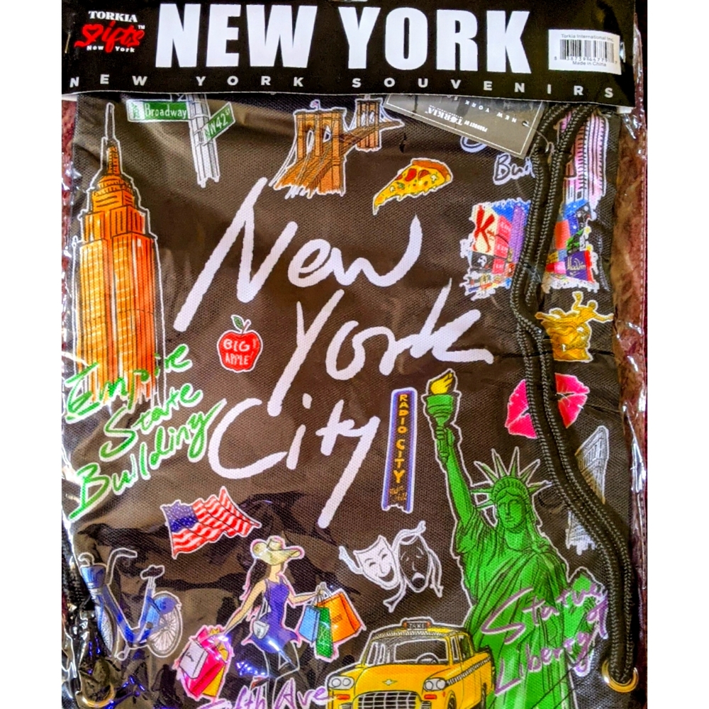 Colorful New York Drawstring Backpack - Picture 1 of 4